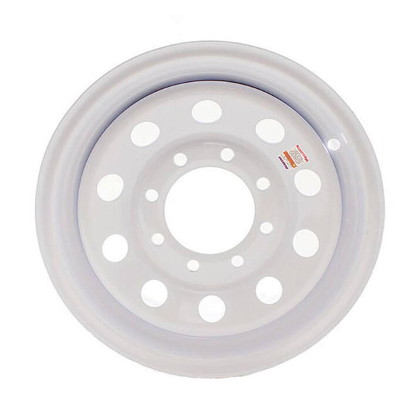 16x6 8-Lug on 6.5" White Mod Trailer Wheel - No Pinstripes -0.50" Offset