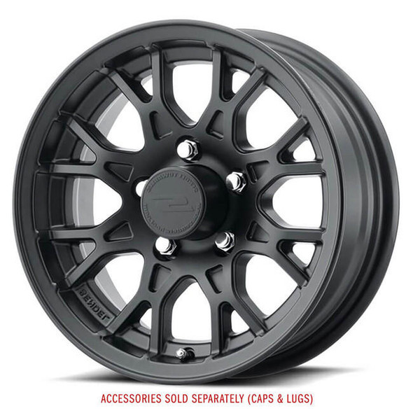 Sendel 14X5.5 5-Lug on 4.5" Aluminum T16 Trailer Wheel - Black Matte- T16-45545MB