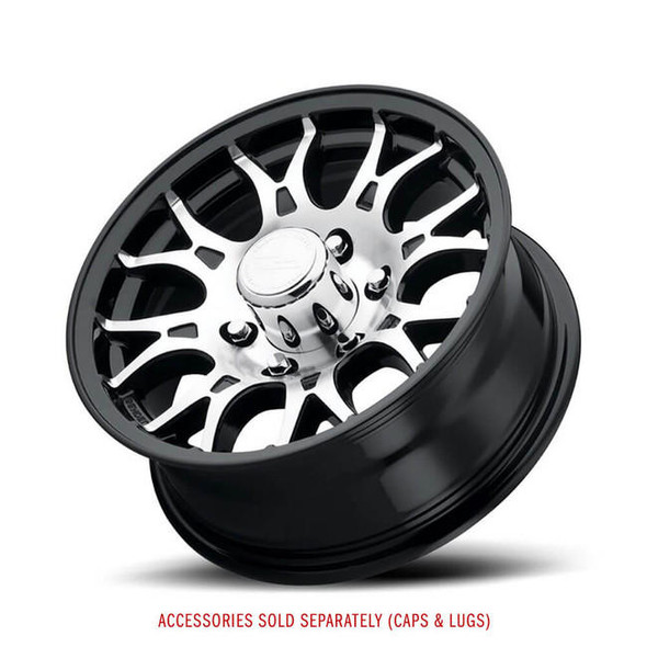 Sendel 15x6 6-Lug on 5.5" Aluminum T16 Trailer Wheel - Black Inlay - T16-56655BM
