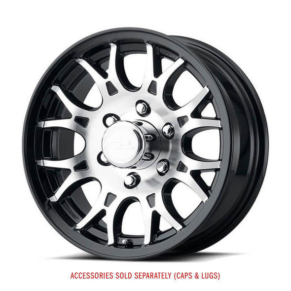 Sendel 16x6.5 6-Lug on 5.5" Aluminum T16 Trailer Wheel - Black Inlay - T16-665655BM