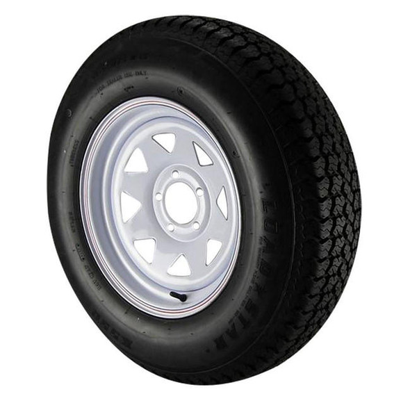 Kenda ST225/75D15 Loadstar Trailer Tire LRC on 5 Bolt White Spoke Wheel 