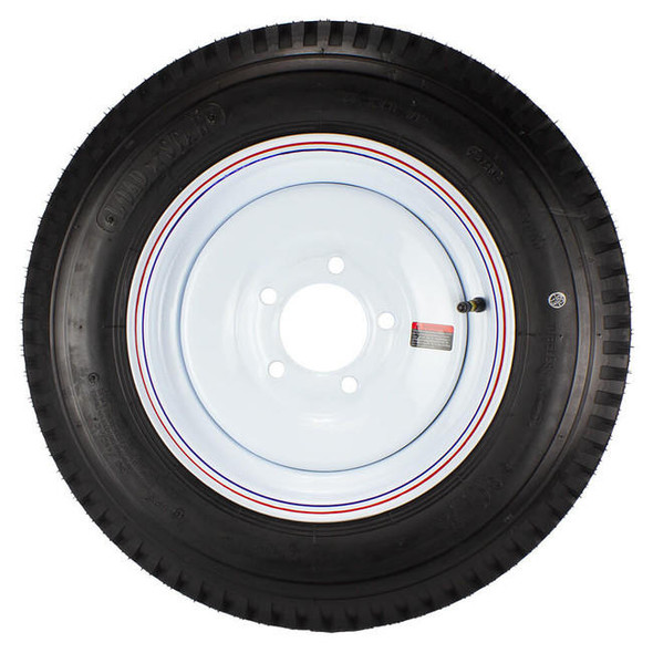 Kenda 5.30X12 Loadstar Trailer Tire LRC on 5 Bolt White Solid Wheel