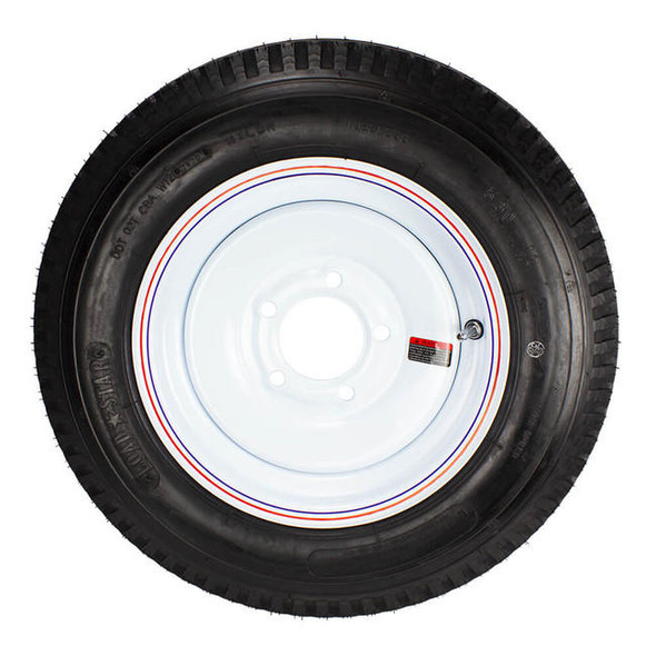 Kenda 5.30X12 Loadstar Trailer Tire LRD on 5 Bolt White Solid Wheel