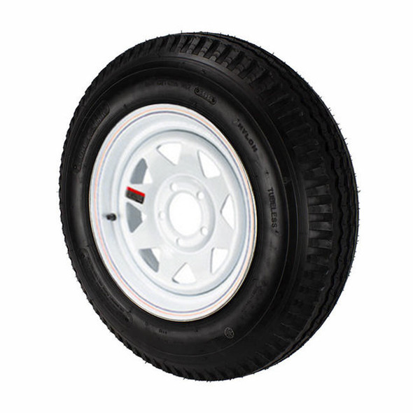 Kenda 5.30X12 Loadstar Trailer Tire LRD on 5 Bolt White Spoke Wheel
