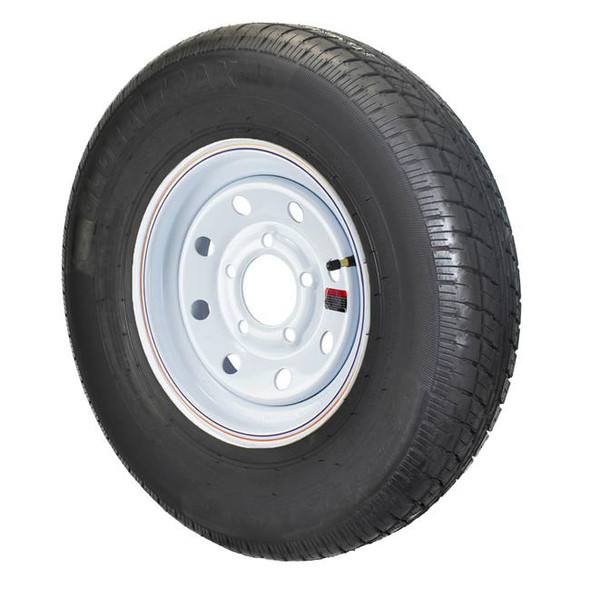 GlobalTrax ST145/R12 GlobalTrax Trailer Tire LRD on 5 Bolt White Mod Wheel