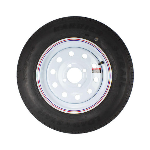 Kenda ST145/R12 Loadstar Trailer Tire LRD on 4 Bolt White Mod Wheel