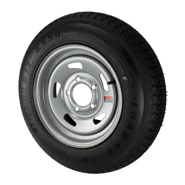 Kenda ST155/80D13 Loadstar Trailer Tire LRC on 5 Bolt Silver Blade Wheel