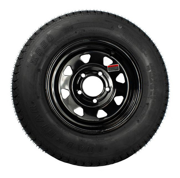Kenda ST175/80D13 Loadstar Trailer Tire LRB on 5 Bolt Black Spoke Wheel