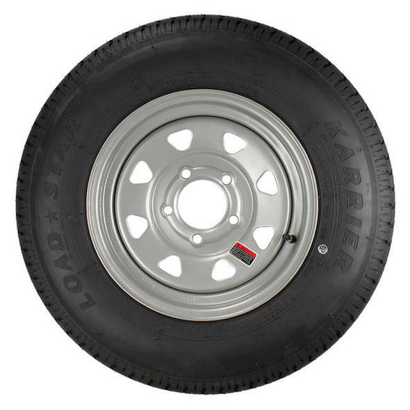 Kenda ST175/80R13 Loadstar Trailer Tire LRD on 5 Bolt Silver Spoke Wheel
