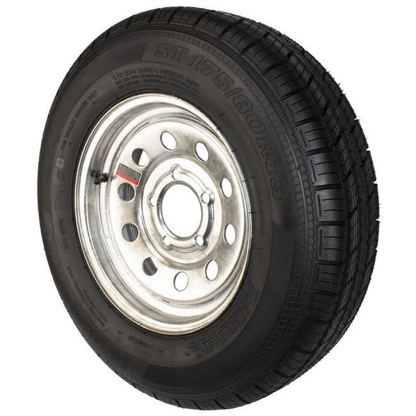 GlobalTrax ST175/80R13 GlobalTrax Trailer Tire LRC on 5 Bolt Galvanized Mod Wheel