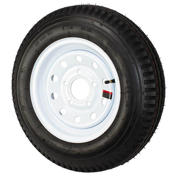Kenda 5.30X12 Loadstar Trailer Tire LRC on 5 Bolt White Mod Wheel W/O Pinstripe