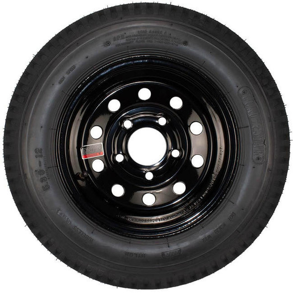 Kenda 5.30X12 Loadstar Trailer Tire LRC on 5 Bolt Black Mod Wheel