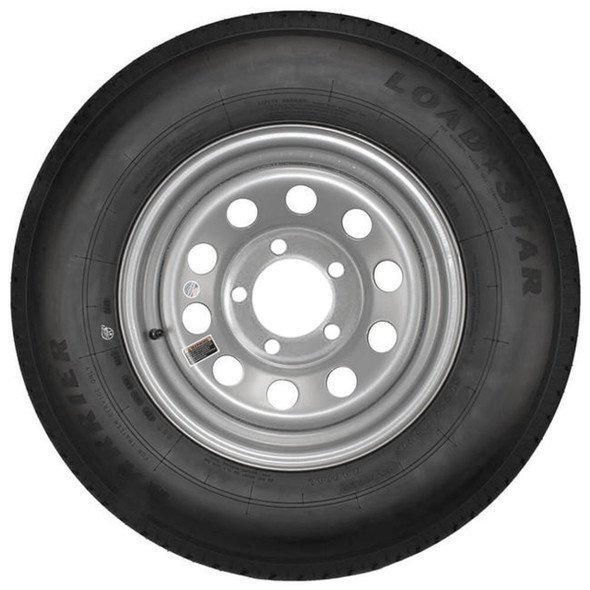 Kenda ST205/75R15 Loadstar Trailer Tire LRC on 5 Bolt Silver Mod Wheel