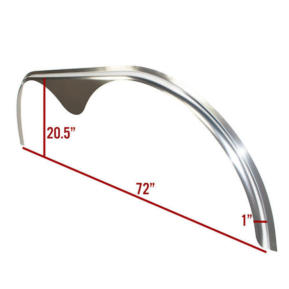 RockStopper 72x1x20.5 Smooth Aluminum .090 Tandem Axle Teardrop Fender Flare - One Fender