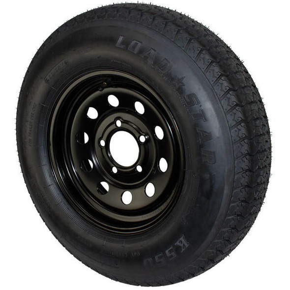 Kenda ST185/80D13 Loadstar Trailer Tire LRD on 5 Bolt Black Mod Wheel