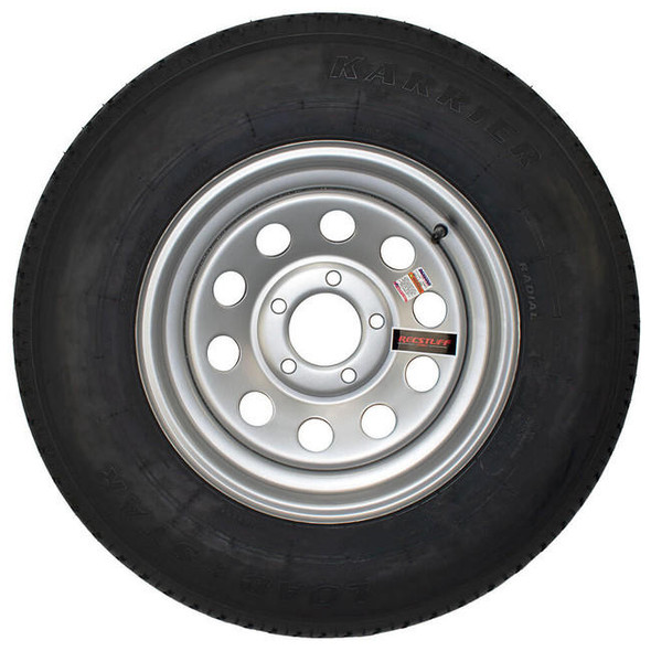 Kenda ST205/75R14 Loadstar Trailer Tire LRC on 5 Bolt Silver Mod Wheel