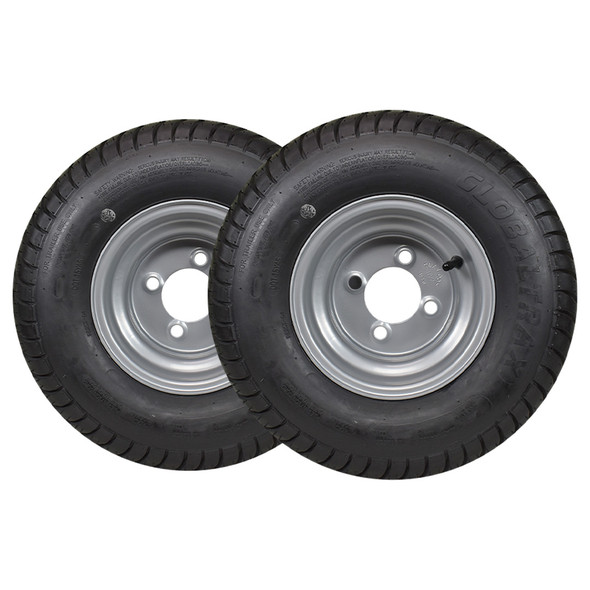 GlobalTrax 18.5x8.50-8 GlobalTrax Trailer Tire LRC on 4 Bolt Silver Wheel