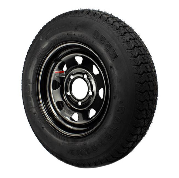 Kenda ST175/80D13 Loadstar Trailer Tire LRD on 5 Bolt Black Spoke Wheel