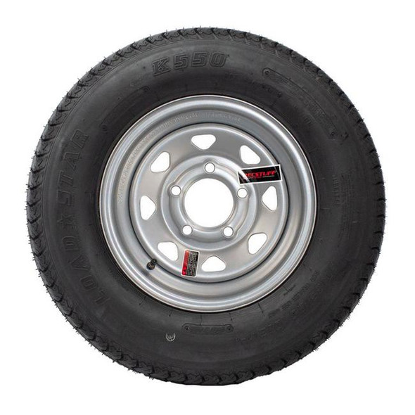 Kenda ST175/80D13 Loadstar Trailer Tire LRD on 5 Bolt Silver Spoke Wheel