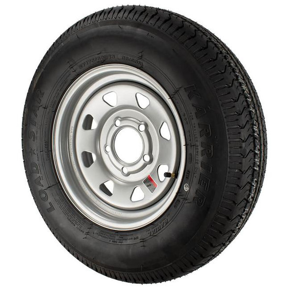 Kenda ST175/80D13 Loadstar Trailer Tire LRD on 5 Bolt Silver Spoke Wheel