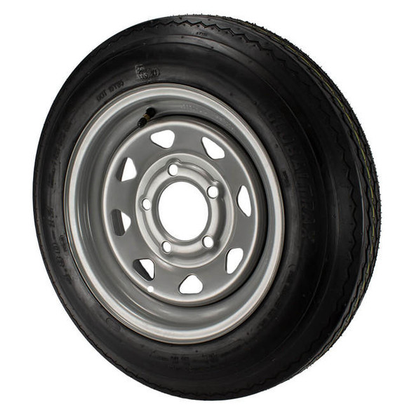 GlobalTrax Set of 2 - 4.80X12 GlobalTrax Trailer Tire LRC on 5 Bolt Silver Spoke Wheel
