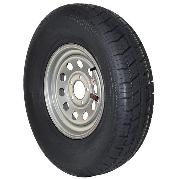 GlobalTrax ST205/75R15 GlobalTrax Trailer Tire LRD on 5 Bolt Silver Mod Wheel