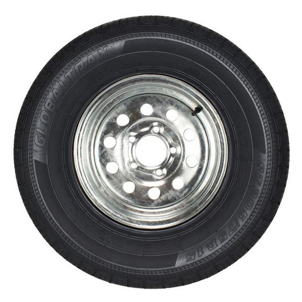 GlobalTrax ST205/75R15 GlobalTrax Trailer Tire LRD on 5 Bolt Galvanized Mod Wheel