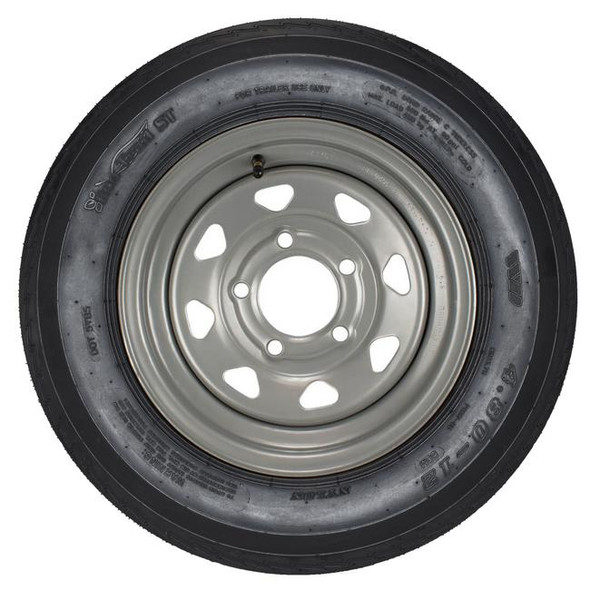 Eco-Trail 4.80x12 EcoTrail Trailer Tire LRC on 5 Bolt Silver Spoke Wheel (JG)