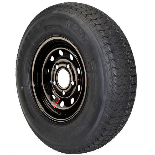 Kenda ST185/80D13 Loadstar Trailer Tire LRC on 5 Bolt Black Mod Wheel