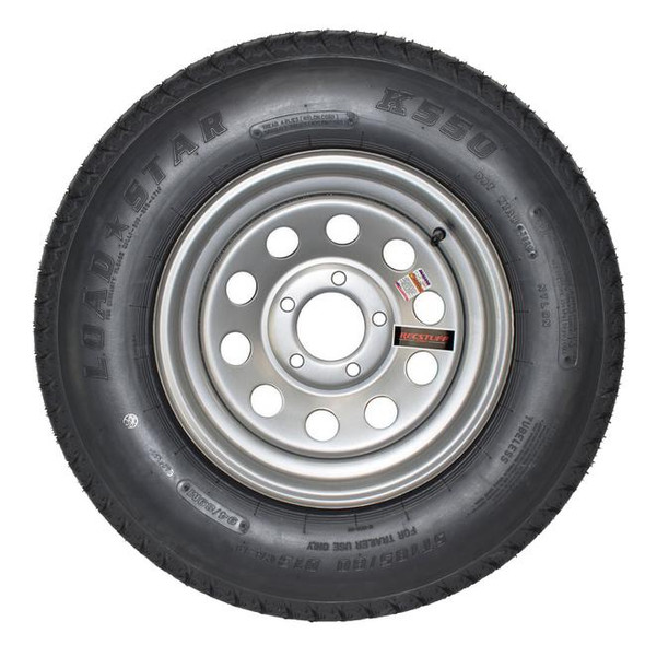 Kenda ST185/80D13 Loadstar Trailer Tire LRC on 5 Bolt Silver Mod Wheel
