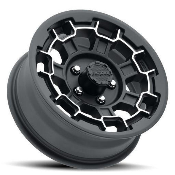 Sendel 14X5.5 5-Lug on 4.5" Aluminum T18 - Matte Black Machined Lip - T18-45545MBML