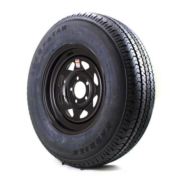 ST205/75 R-15 C Load Star Tire on a 15x5- 5/4.5"  Black Spoke Wheel-JG