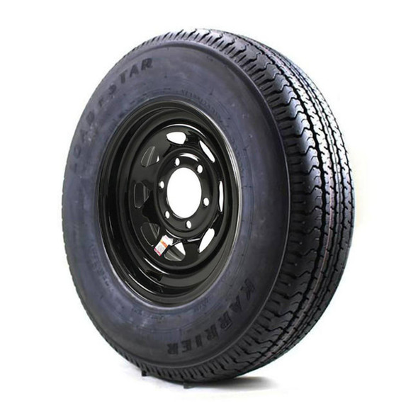 ST205/75R15 Loadstar Trailer Tire LRC on 6 Bolt Black Spoke Wheel