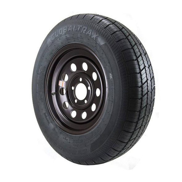 ST205/75R15 GlobalTrax Trailer Tire LRC on 5 Bolt Black Mod Wheel (DEX)