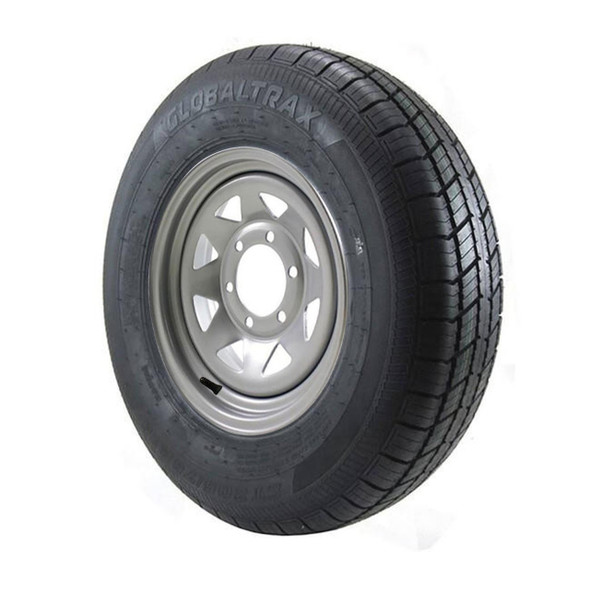 ST205/75R15 GlobalTrax Trailer Tire LRC on 6 Bolt Silver Spoke Wheel (JG-2860)