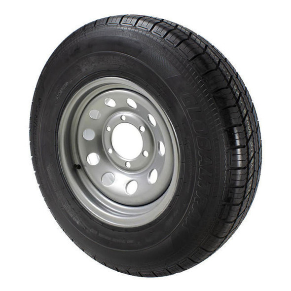 ST225/75R15 GlobalTrax Trailer Tire LRE on 6 Bolt Silver Mod Wheel (DEX)