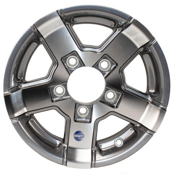 HiSpec 12X4 5-Lug on 4.5" Aluminum Series 07 Trailer Wheel - Gray Accent - 724545