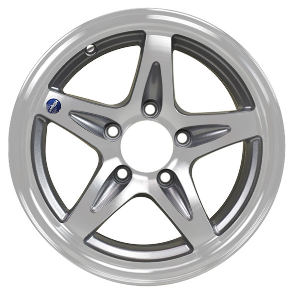 15X5 5-Lug on 4.5" Aluminum Series 14 Trailer Wheel - Gunmetal Inlay - 1455545G