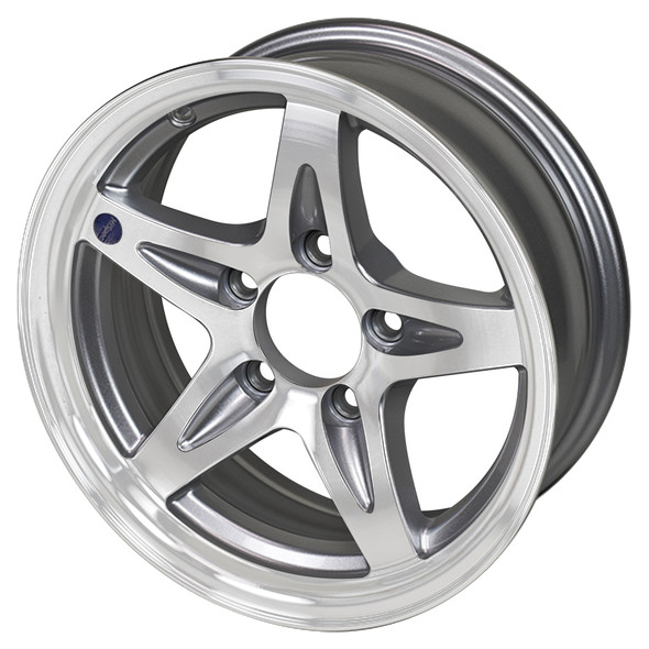 14X5.5 5-Lug on 4.5" Aluminum Series 14 Trailer Wheel - Gunmetal Inlay - 1445545G