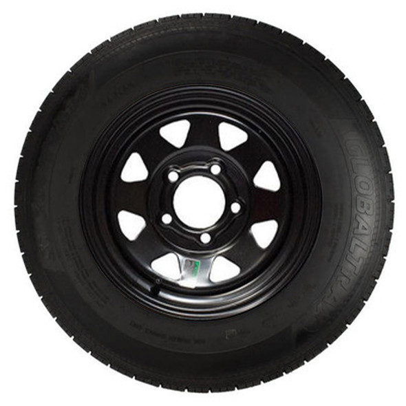 ST185/80R13 GlobalTrax Trailer Tire LRC on 5 Bolt Black Spoke Wheel - SSW