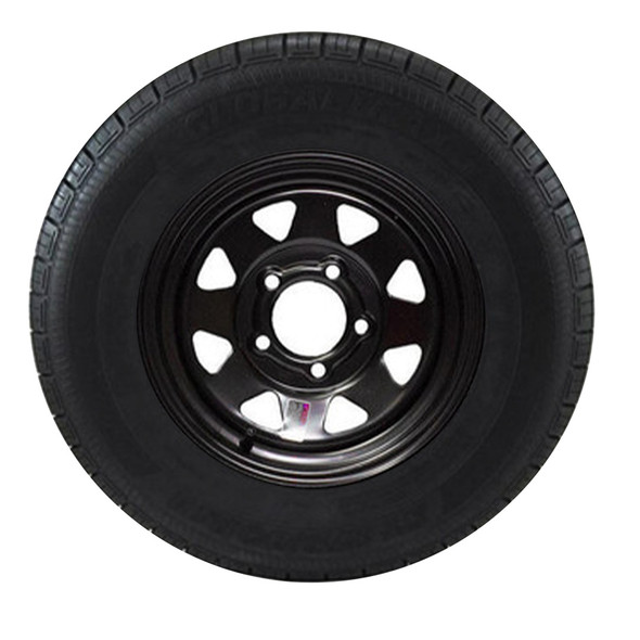 ST175/80R13 GlobalTrax Trailer Tire LRD on 5 Bolt Black Spoke Wheel - SSW