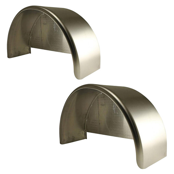 2 Pack - 32x10-3/4" Single Axle Smooth Aluminum Trailer Fenders with Back Plate