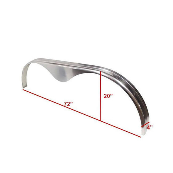 2 Pack - 72x4 Smooth Aluminum Tandem Axle Teardrop Fender Flares