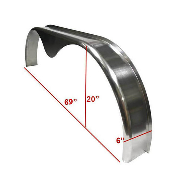 2 Pack - 69x6 Smooth Aluminum Tandem Axle Teardrop Fender Flares