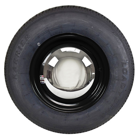 ST205/75R14 Loadstar Trailer Tire LRC on 5 Bolt Conventional Wheel - Black with Moon Cap