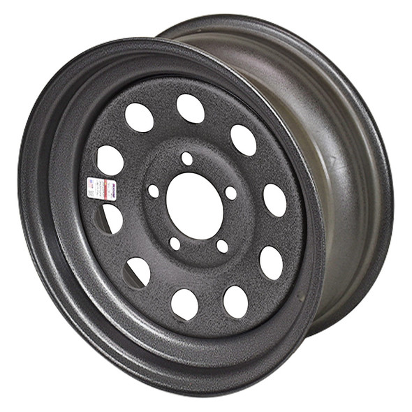 14X5.5 5-Lug on 4.5" Galvstar Mod Trailer Wheel - Silver Pebbled
