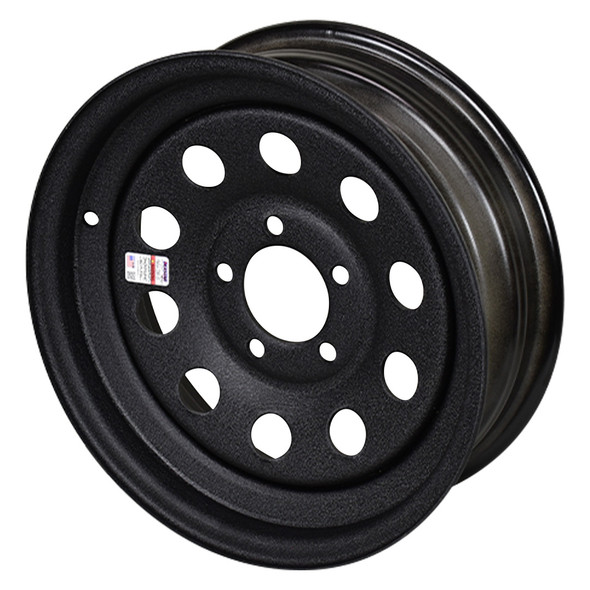 14X5.5 5-Lug on 4.5" Galvstar Mod Trailer Wheel - Black Pebbled