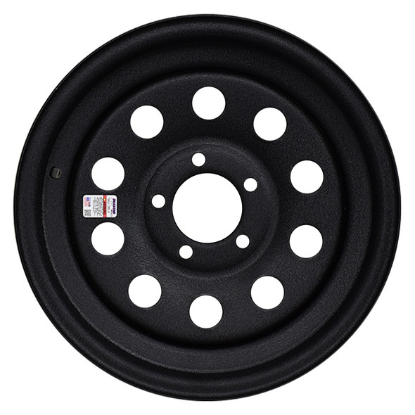 14X5.5 5-Lug on 4.5" Galvstar Mod Trailer Wheel - Black Pebbled