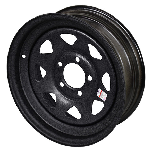 14X5.5 5-Lug on 4.5" Galvstar Spoke Trailer Wheel - Black Pebbled