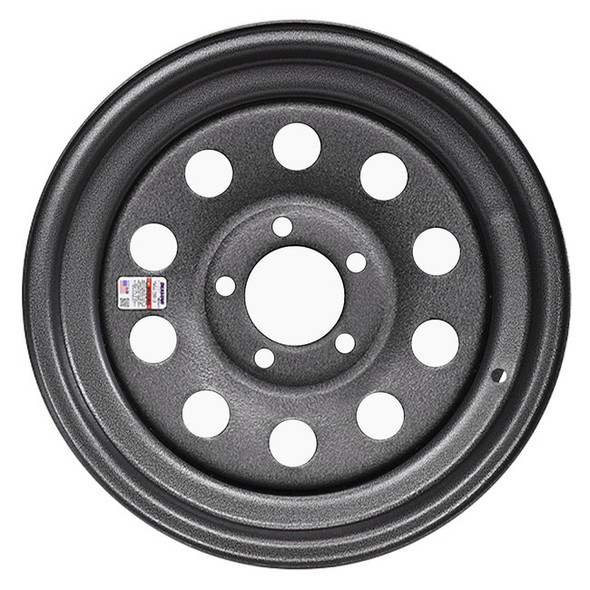 15X5 5-Lug on 4.5" Galvstar Mod Trailer Wheel - Silver Pebbled